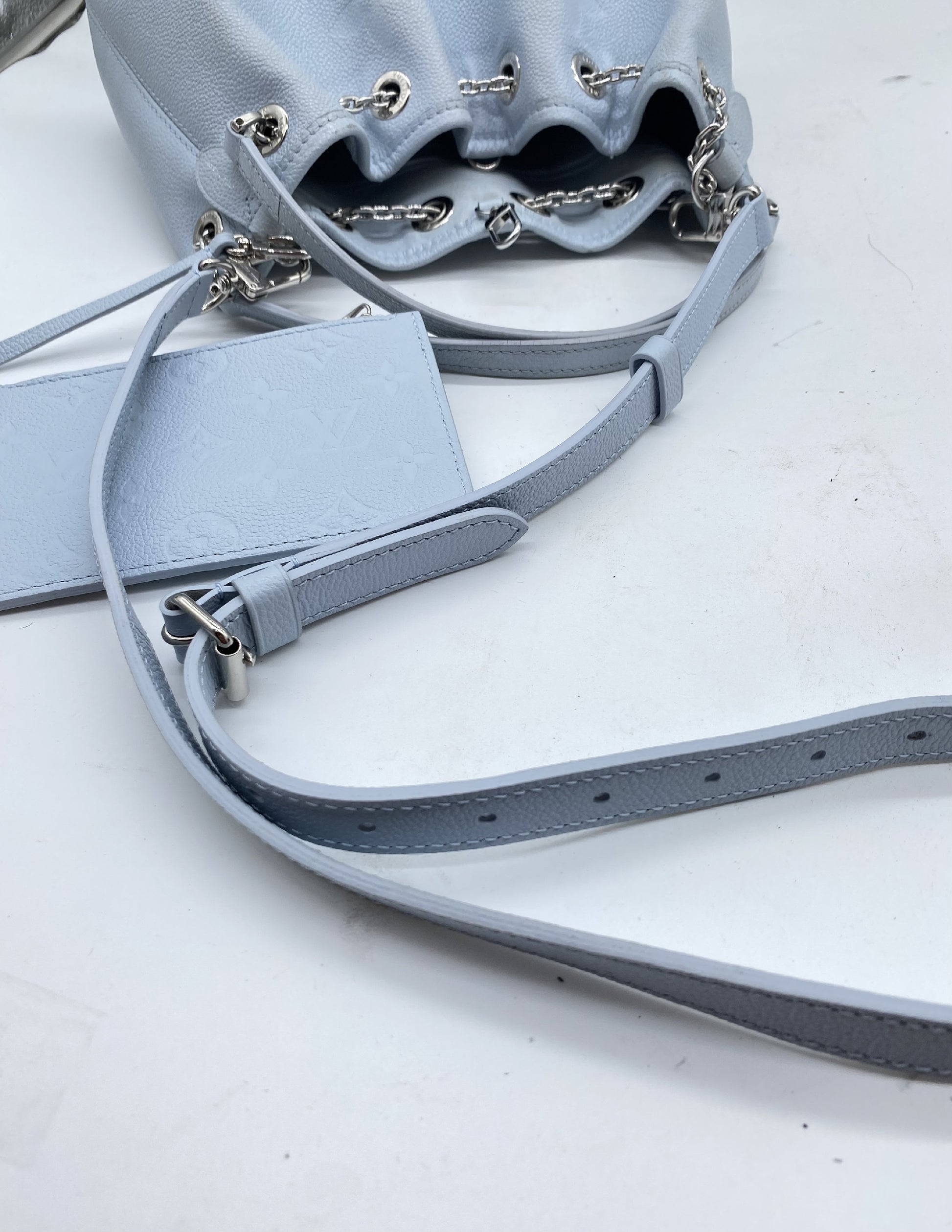 LOUIS VUITTON Vuitton Monogram Unplanted LV Bundle M11187 Blue RFID Responsive Shoulder Bag