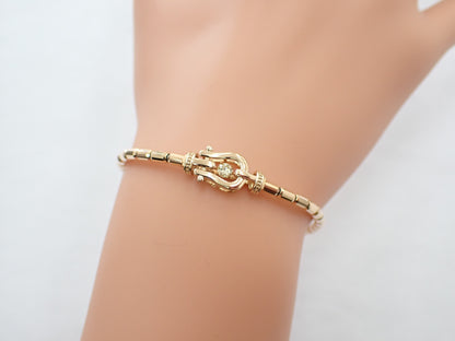 Dancing D0.10ct K18/METAL 4.6g Bracelet Bangle 