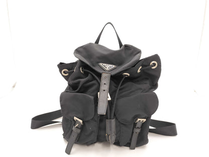 PRADA Triangle Logo Backpack Black Rucksack