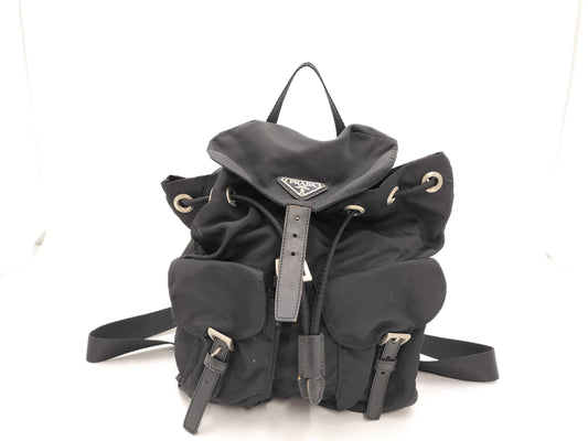 PRADA Triangle Logo Backpack Black Rucksack