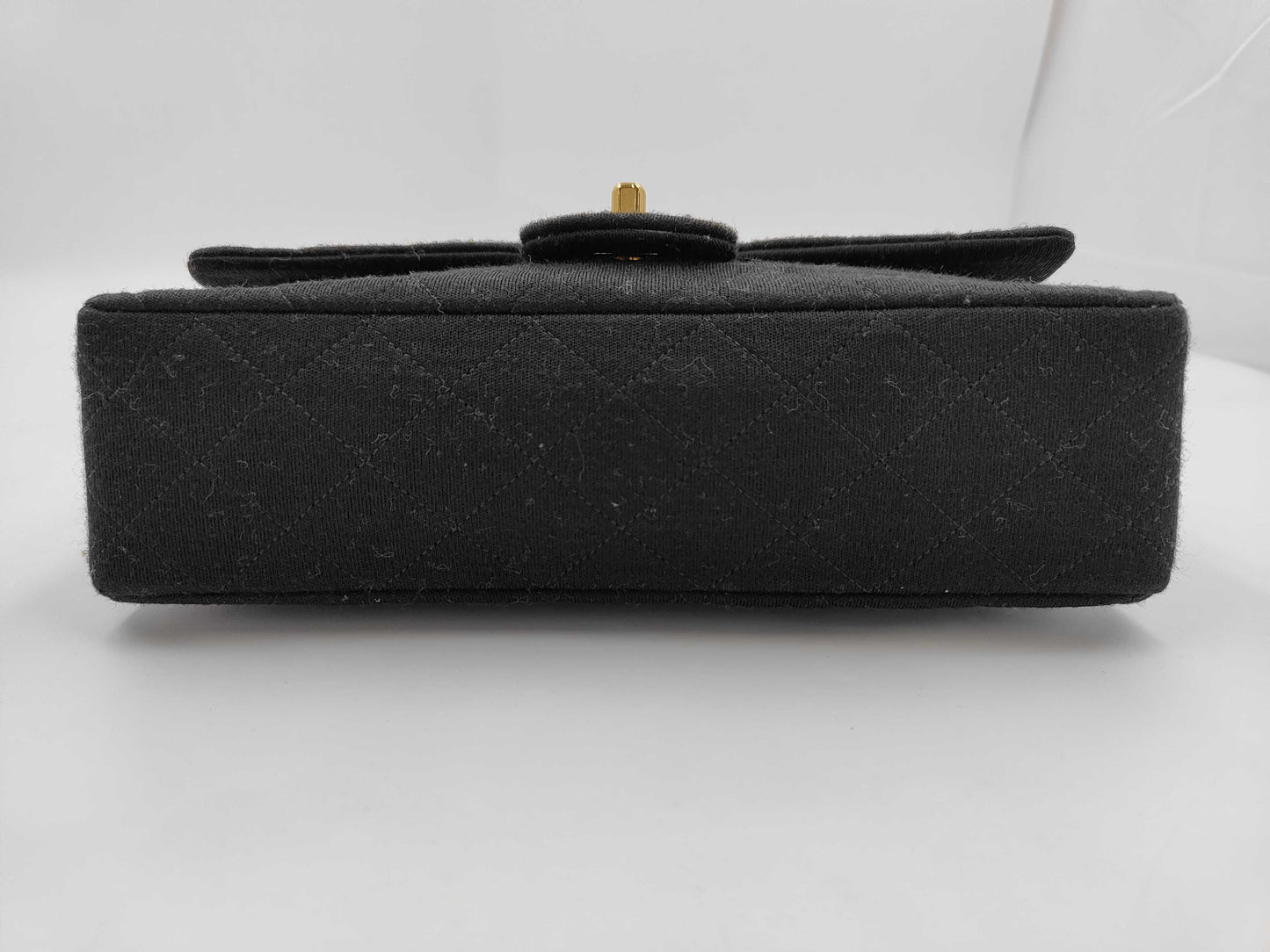 CHANEL Chain Cotton Jersey Black Shoulder Bag