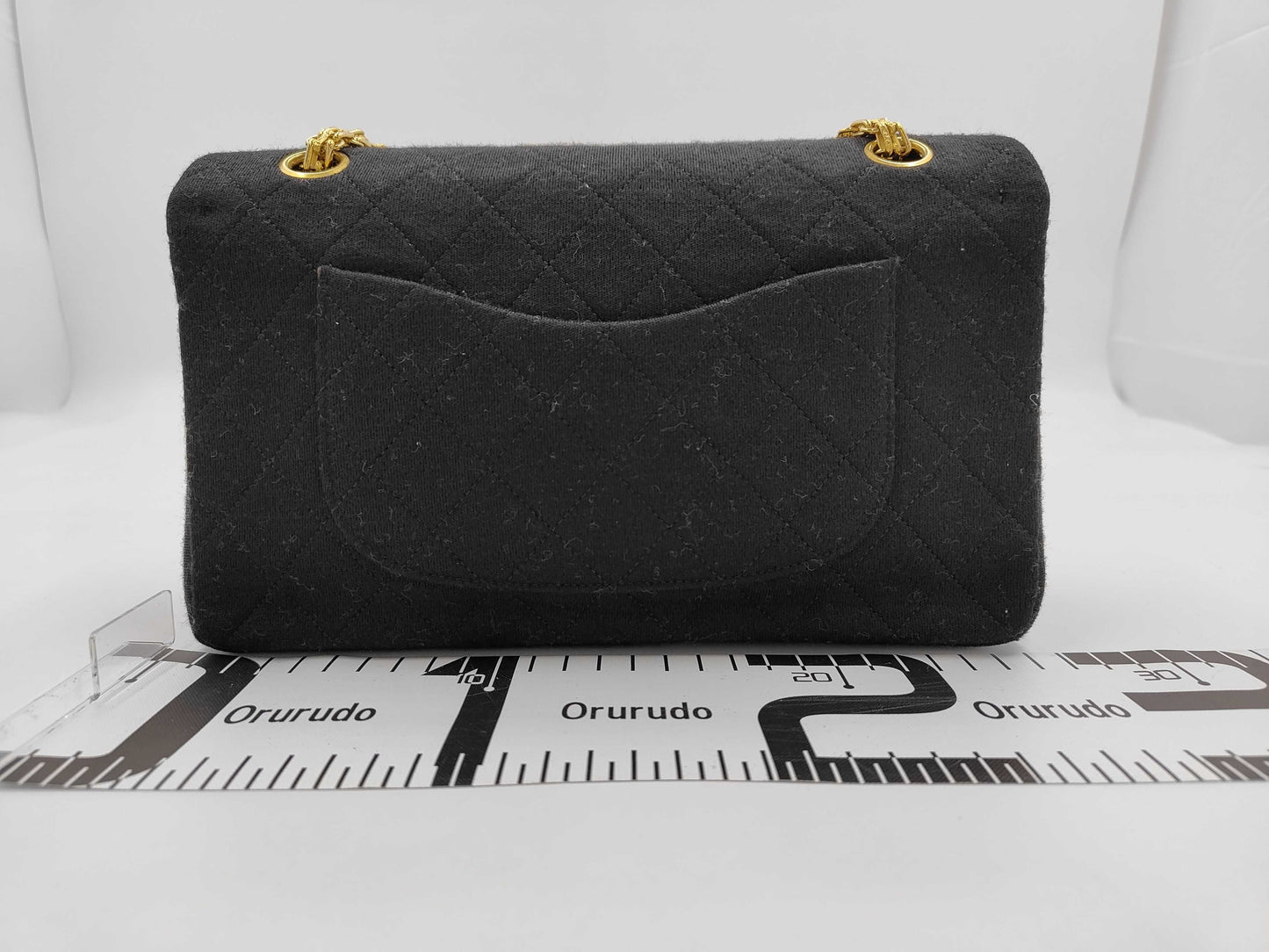 CHANEL Chain Cotton Jersey Black Shoulder Bag