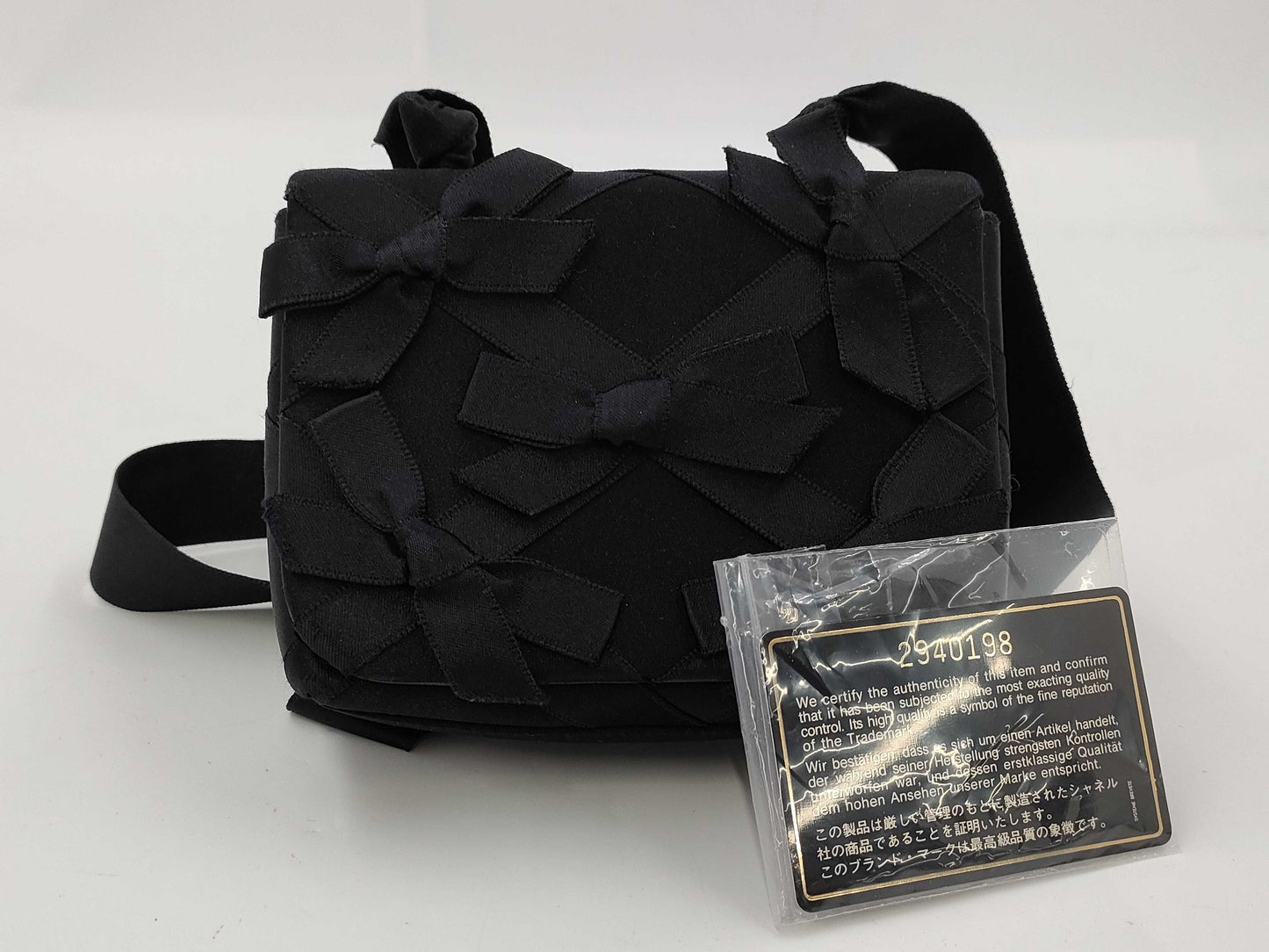 CHANEL Shoulder Satin Ribbon Black Shoulder Bag