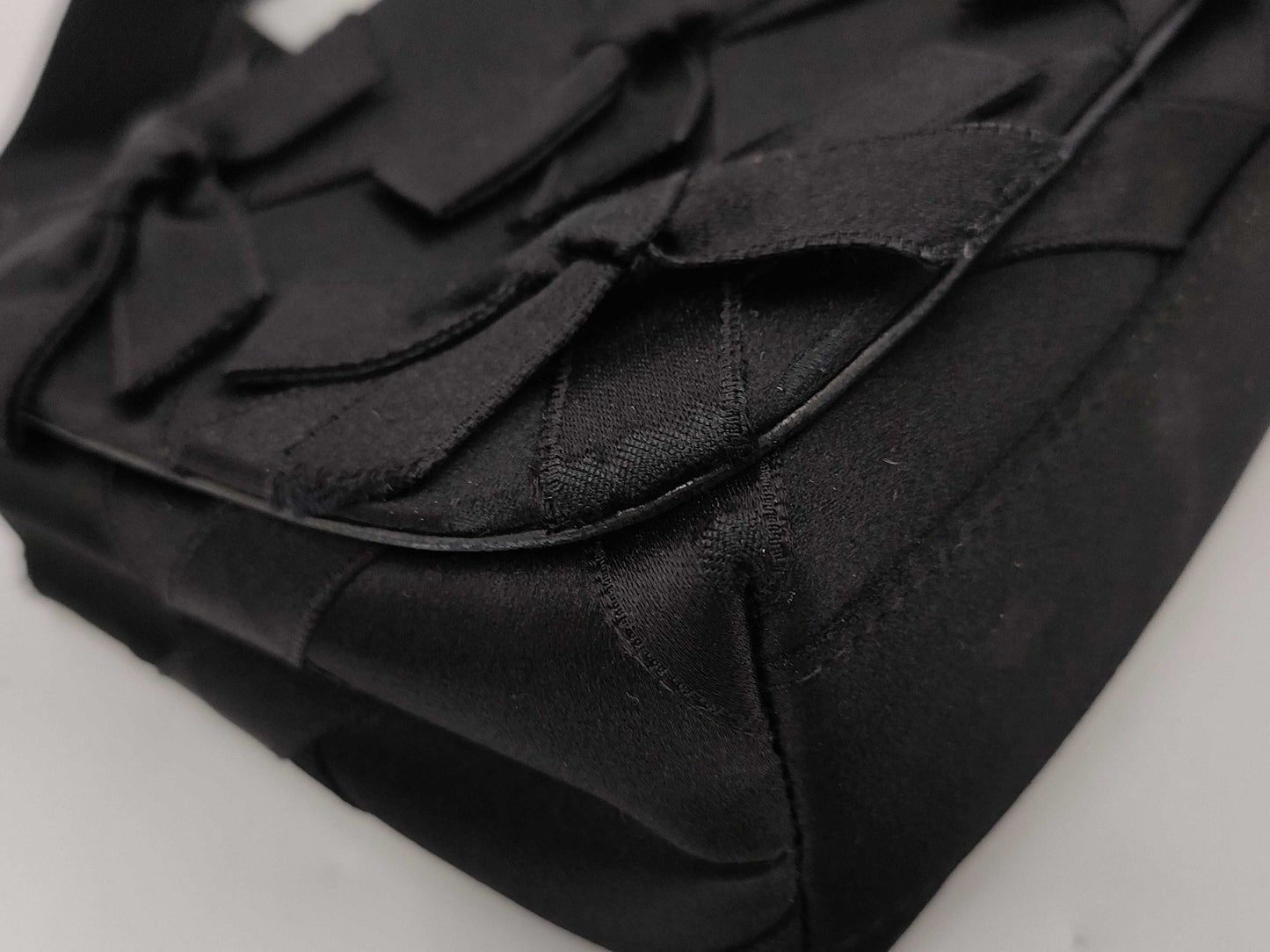 CHANEL Shoulder Satin Ribbon Black Shoulder Bag