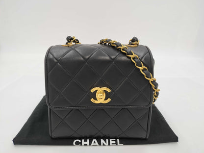 CHANEL Lambskin Black Square Shoulder Bag