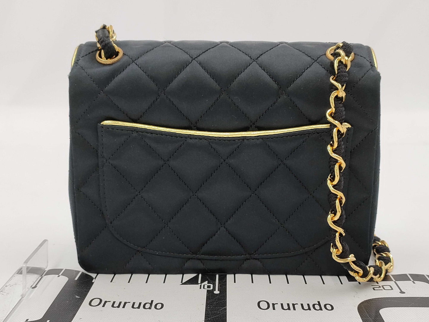 CHANEL Chain Shoulder Mini Satin Black/Gold Shoulder Bag