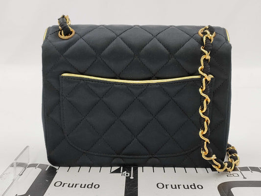 CHANEL Chain Shoulder Mini Satin Black/Gold Shoulder Bag