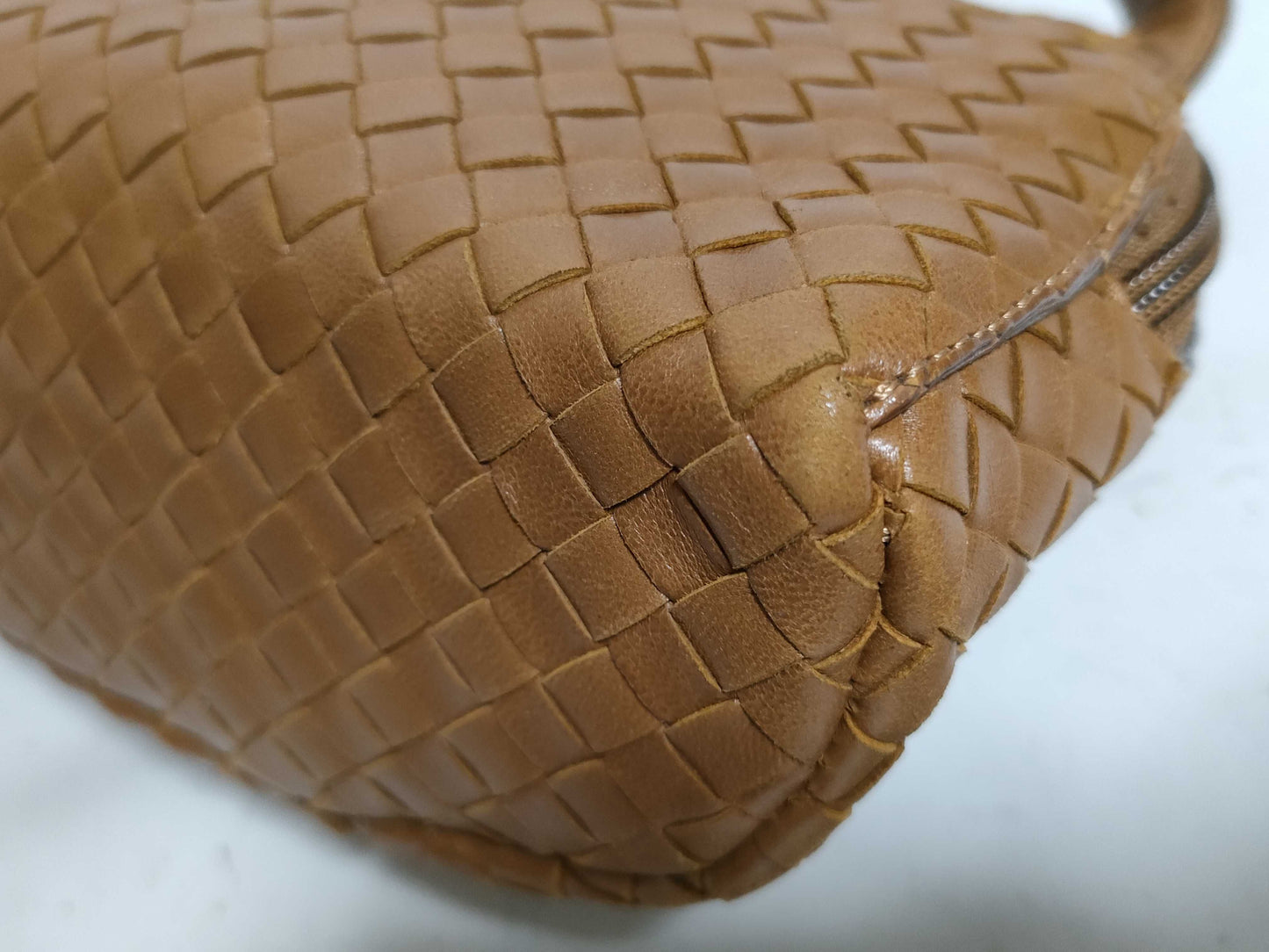 BOTTEGA VENETA Intrecciato Shoulder Bag, Brown, Round