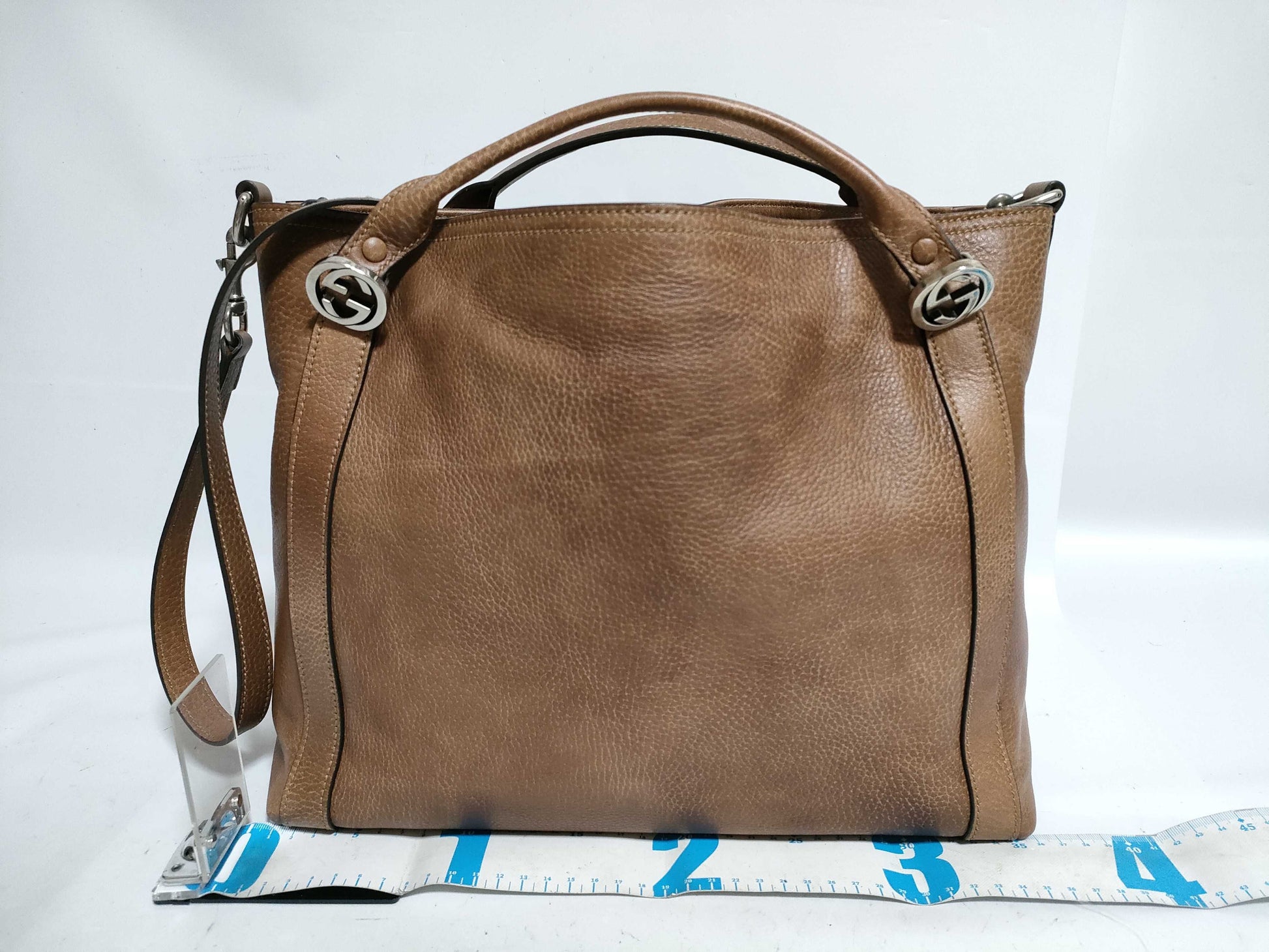 GUCCI 2-Way Bag, Brown Calfskin Handbag