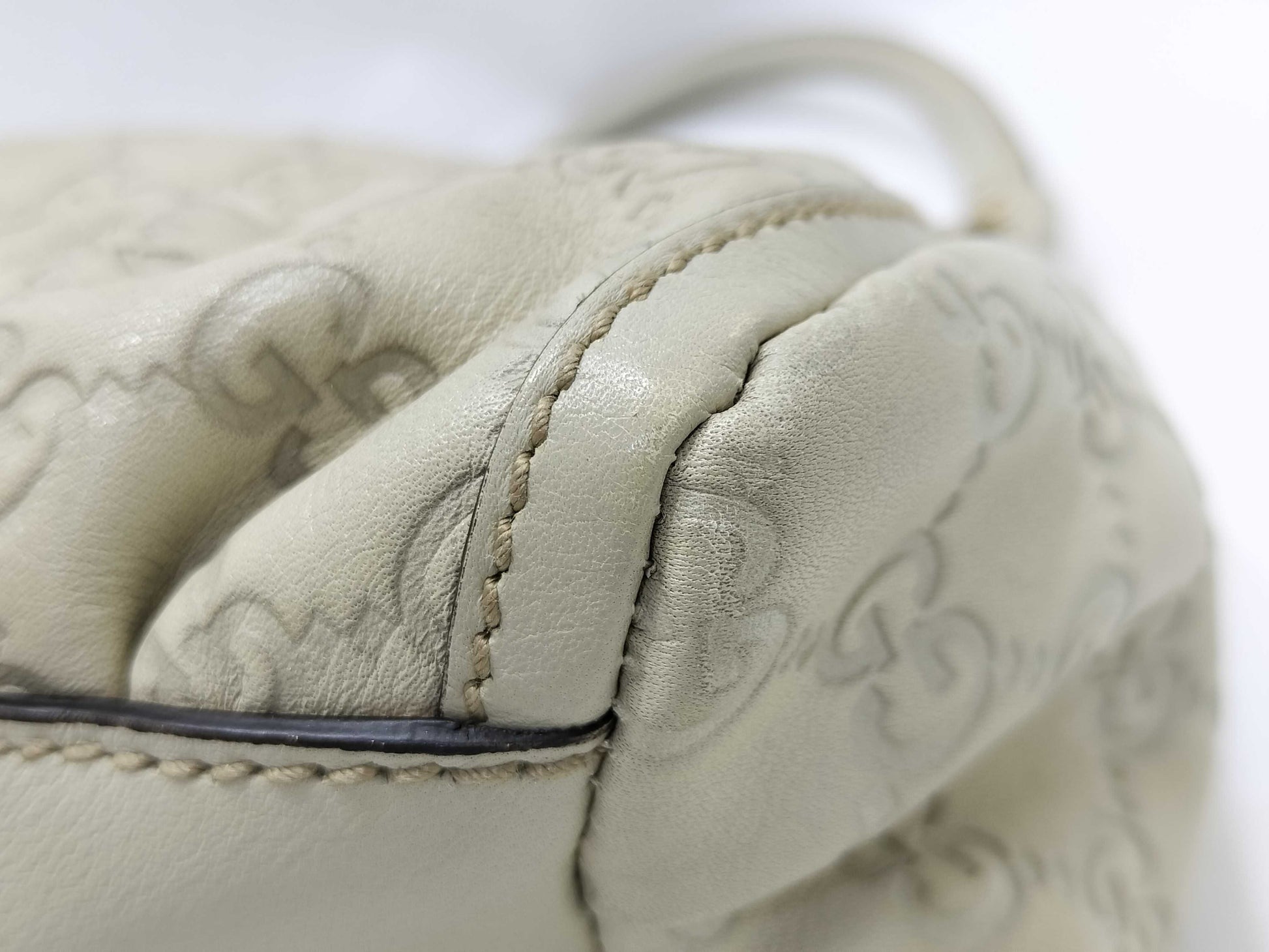 GUCCI Gucci Sima Gucci Sima One Shoulder Calf Ivory Shoulder Bag