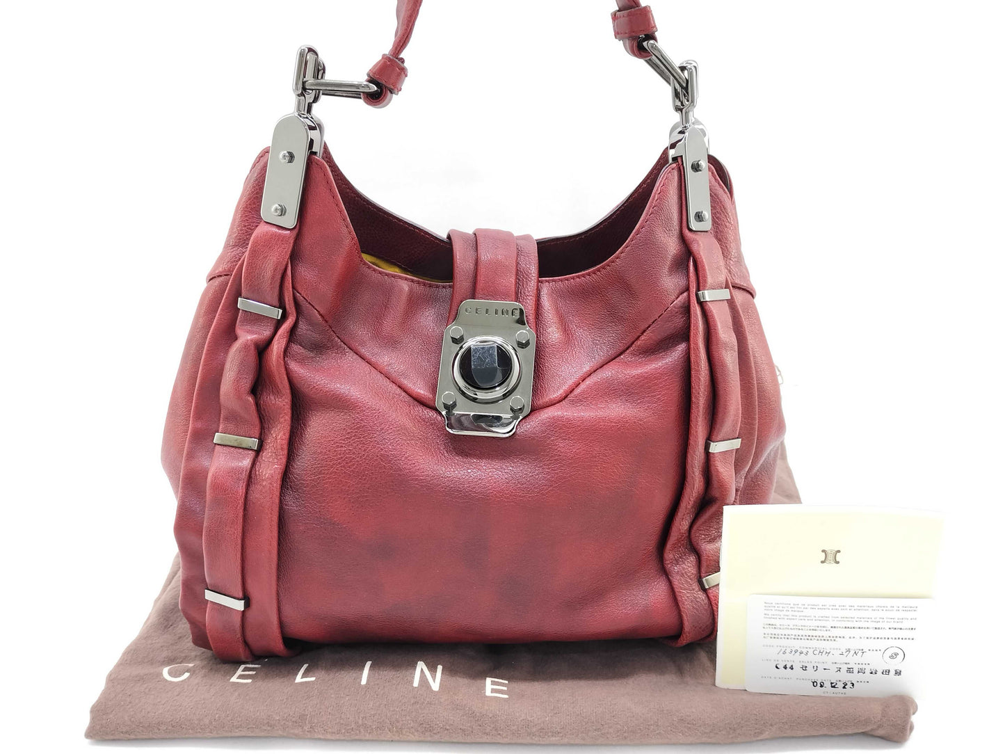 CELINE Calfskin Studs One Shoulder Bag [With Store Card] Shoulder Bag