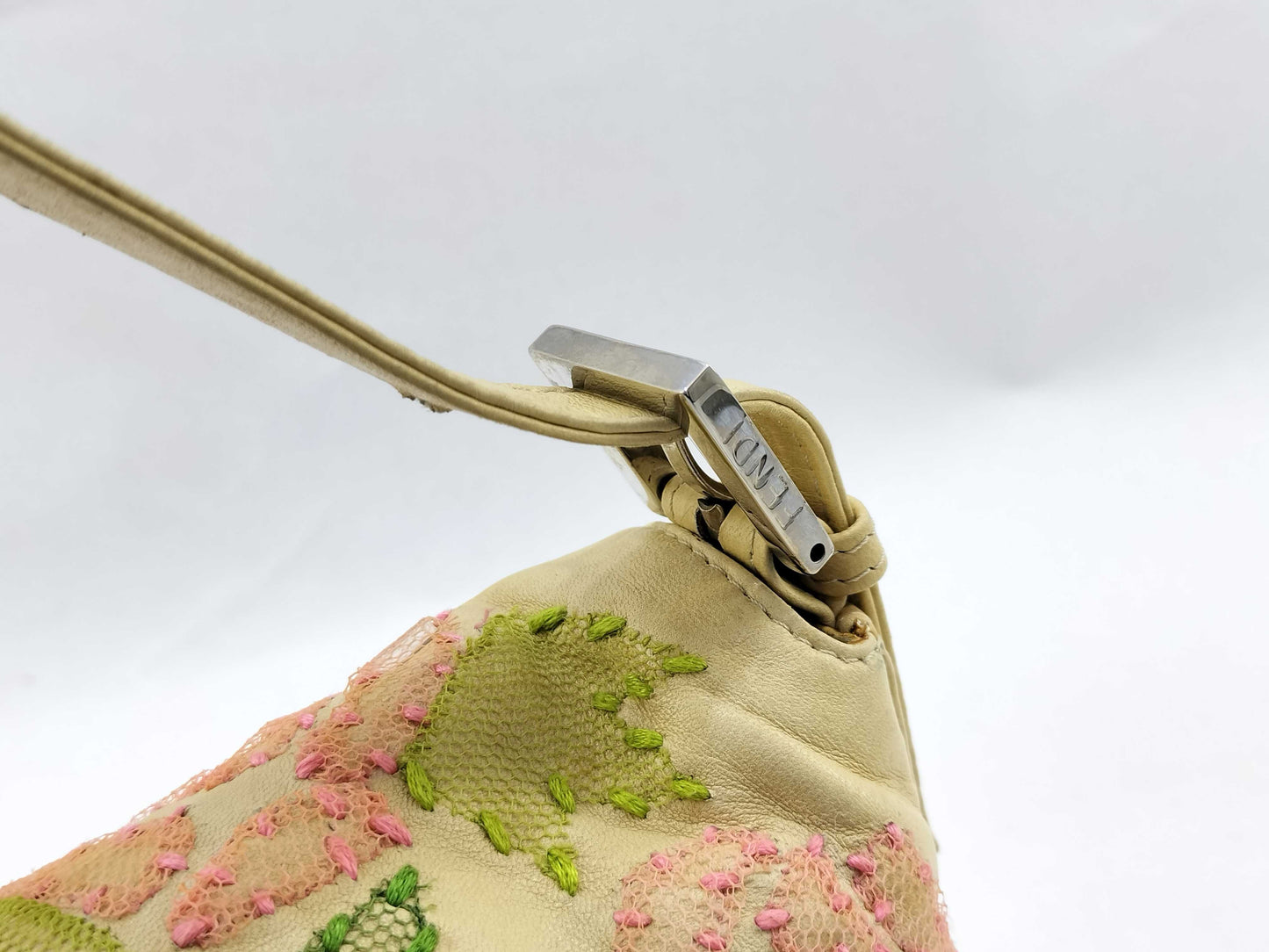 FENDI Mamma Mamma Leather Lace Bijou Shoulder Bag Handbag