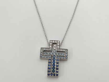 Damiani Belle Epoque S Iceberg Sapphire Diamond WG Au750 11.3g Necklace