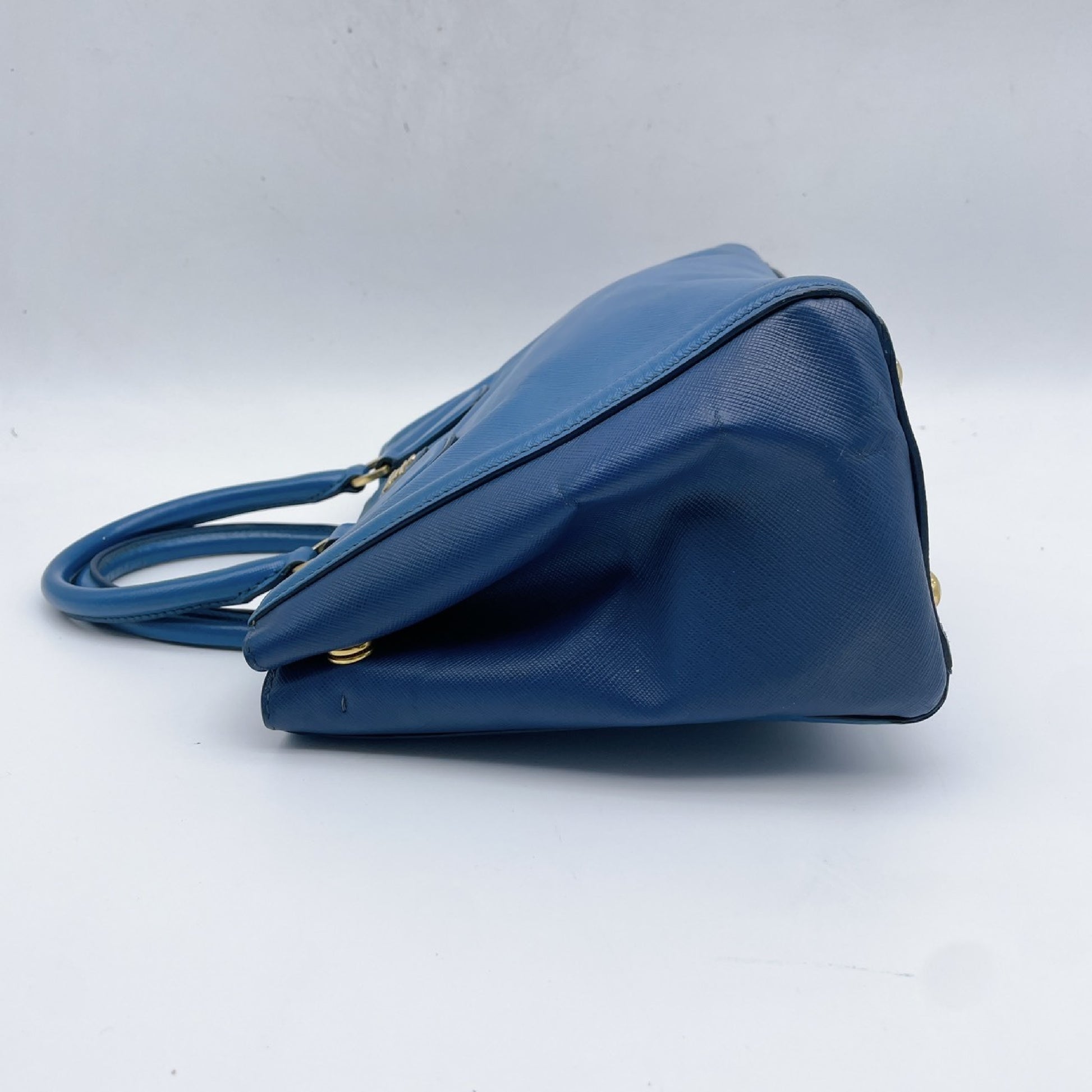 PRADA Saffiano Triangle Logo Bicolor Handbag