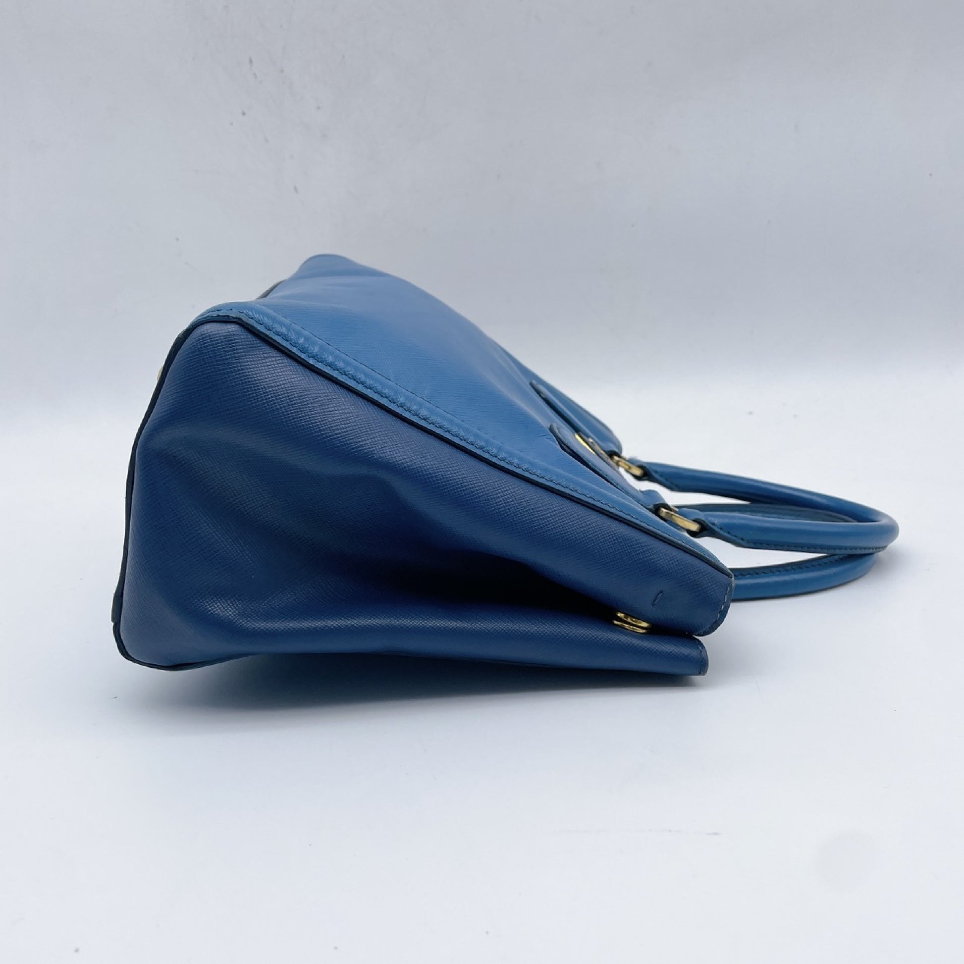 PRADA Saffiano Triangle Logo Bicolor Handbag