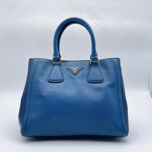 PRADA Saffiano Triangle Logo Bicolor Handbag