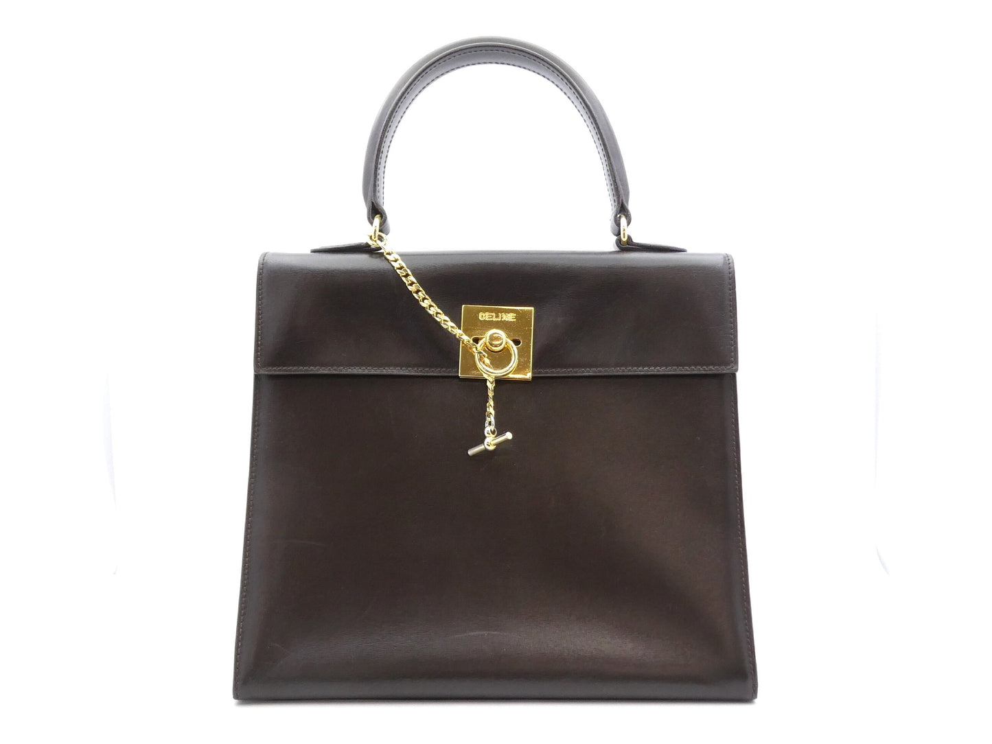 CELINE Logo Hardware Leather Handbag