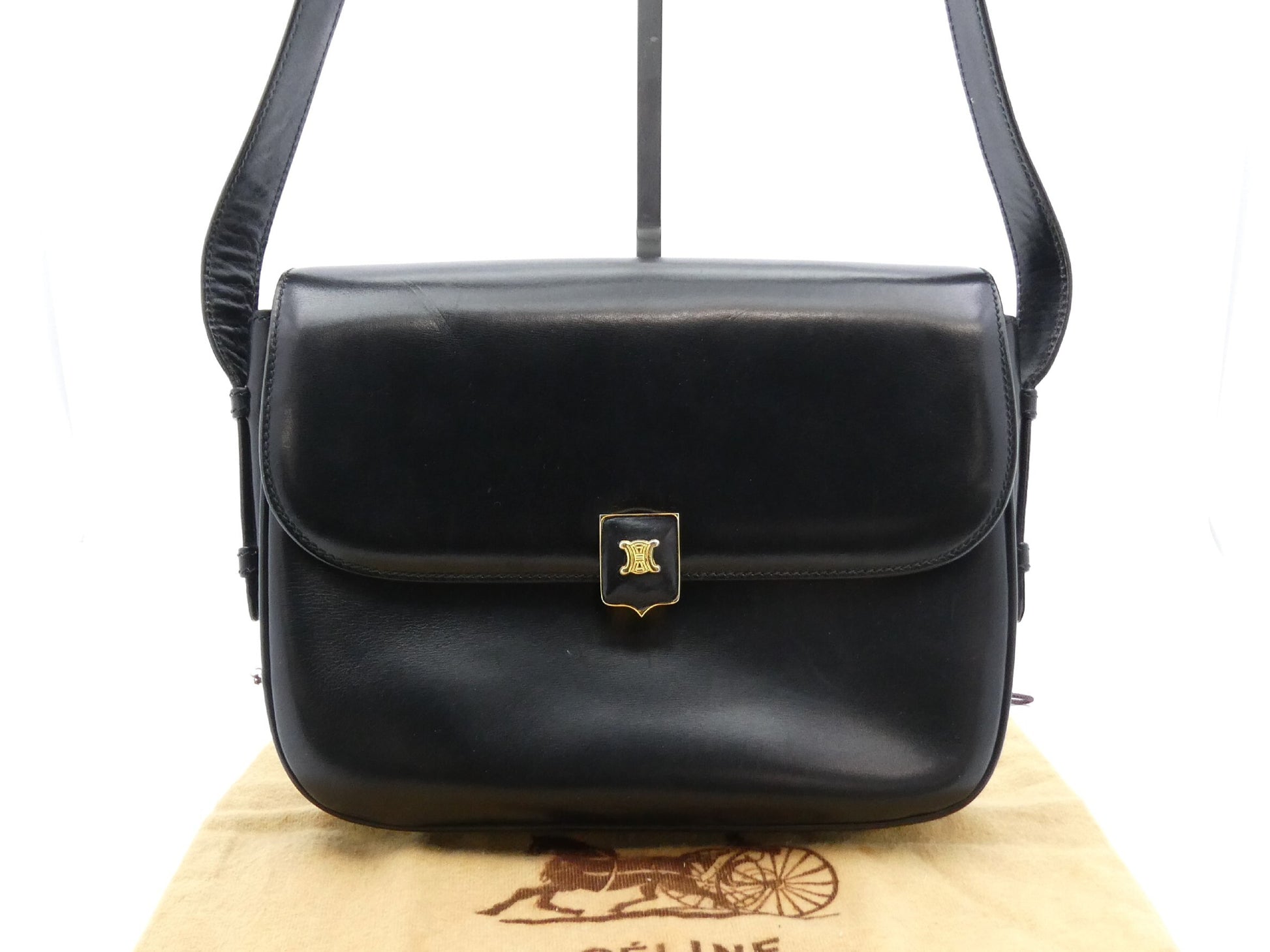 CELINE Brazon Hardware Leather Shoulder Bag