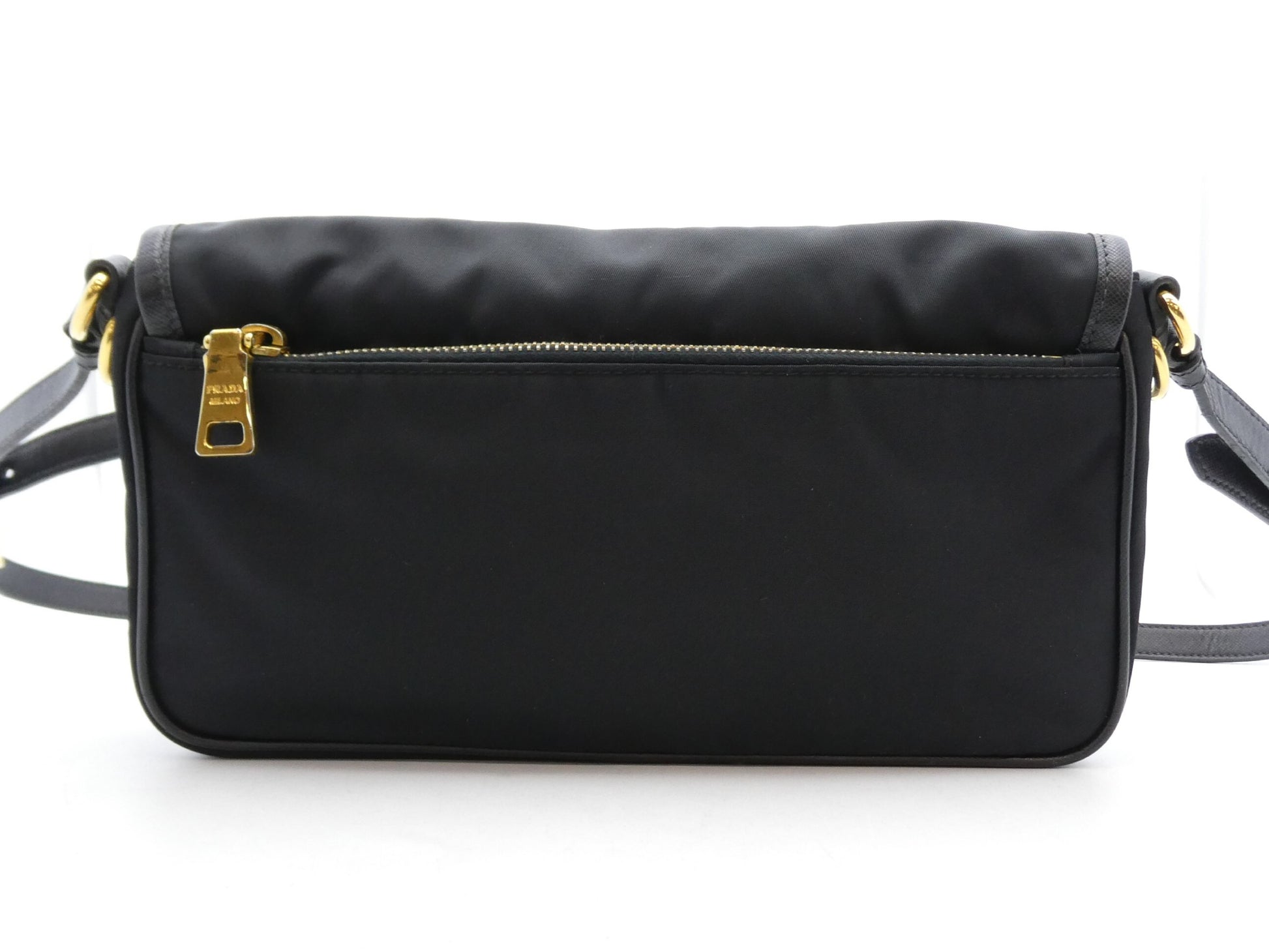 PRADA Logo Nylon Saffiano Shoulder Bag