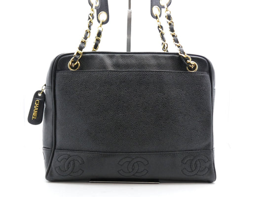 CHANEL Triple Coco Caviar Skin Chain Shoulder Bag