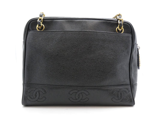 CHANEL Triple Coco Caviar Skin Chain Shoulder Bag
