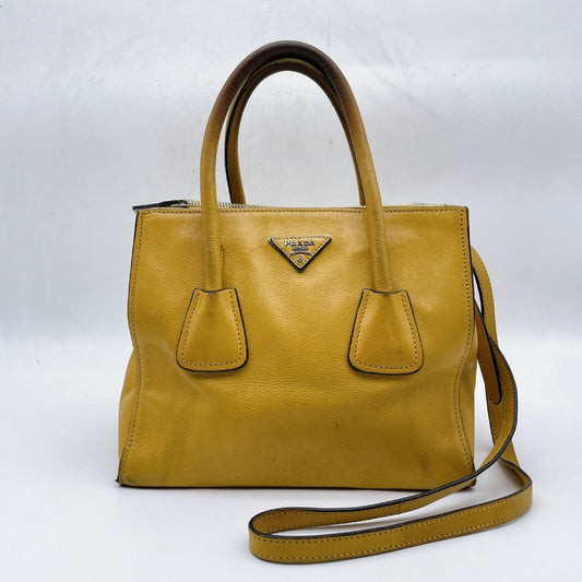 PRADA Triangle Logo Leather with White Tag 2WAY Shoulder Bag Handbag