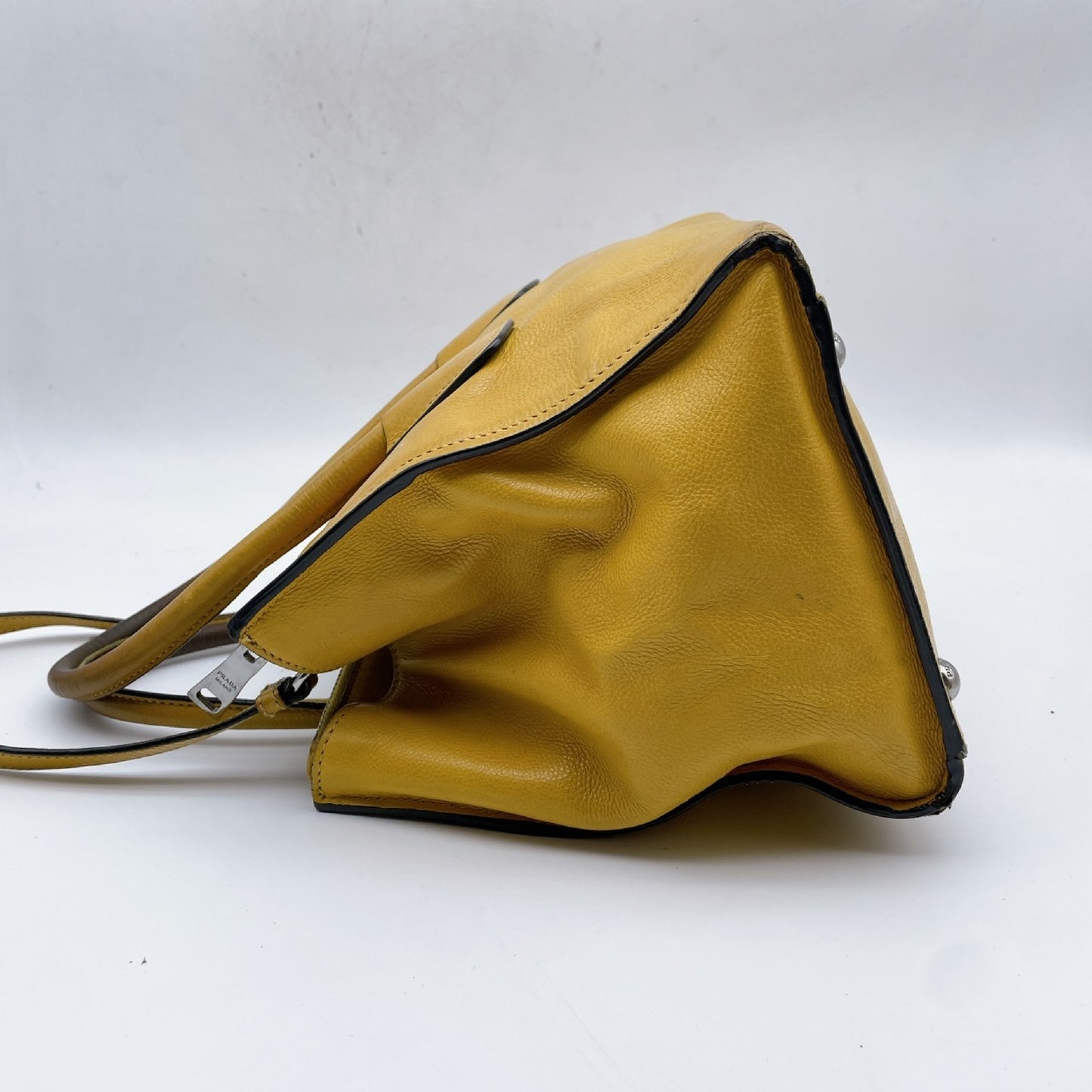 PRADA Triangle Logo Leather with White Tag 2WAY Shoulder Bag Handbag