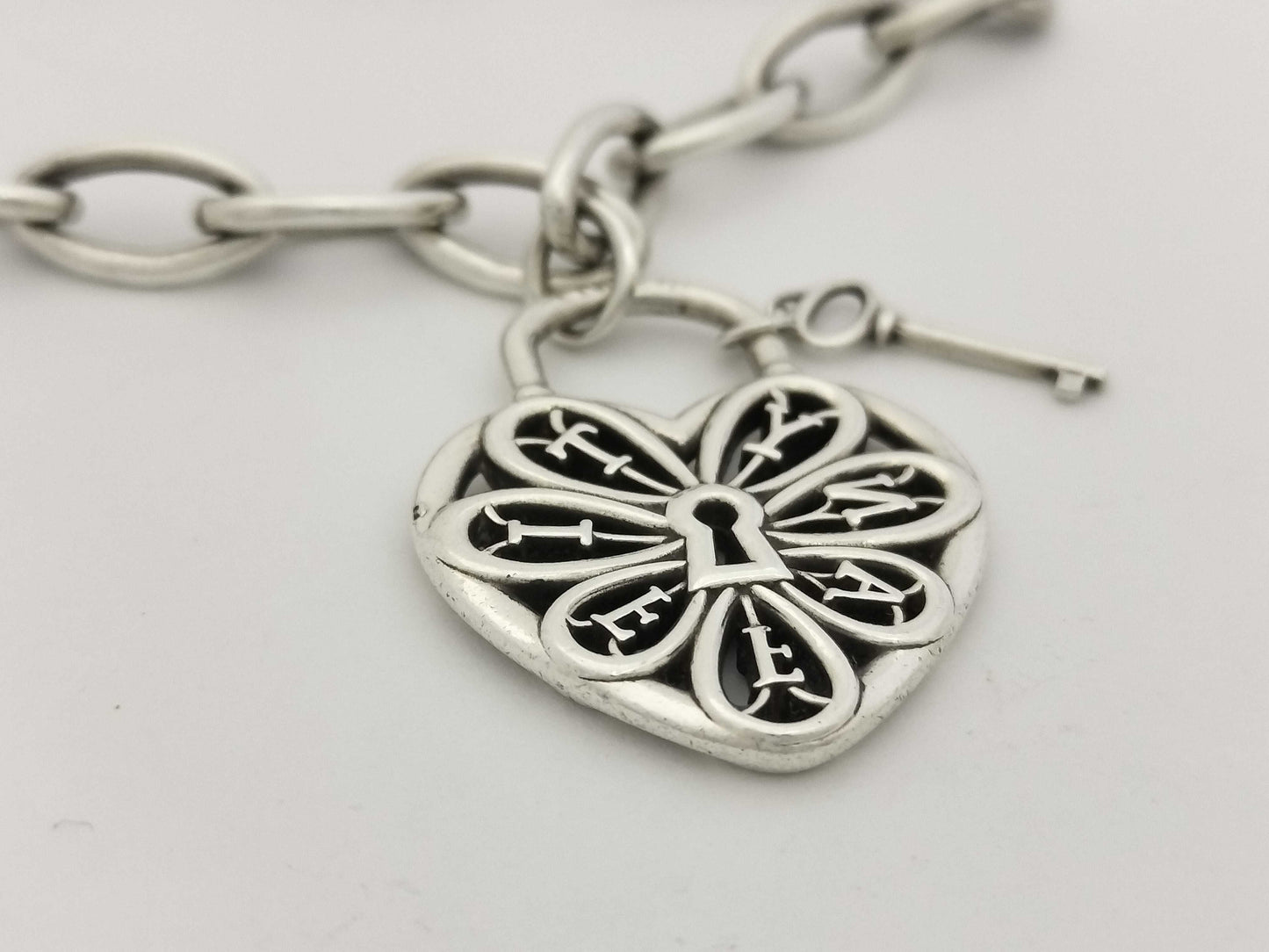 Tiffany & Co. Filigree Heart Key Bracelet SV925 17.2g Bracelet Bangle