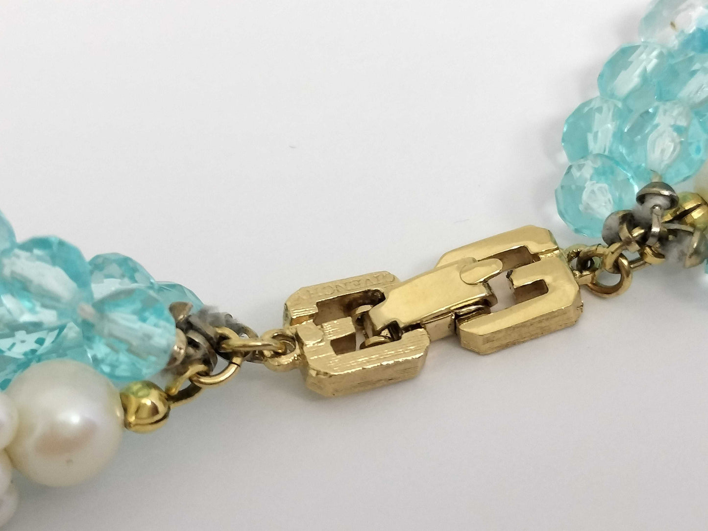 GIVENCHY Givenchy Necklace Beaded Pearl Colored Stone Blue Necklace