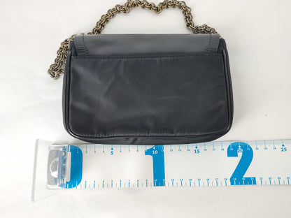 PRADA Nylon Prada Chain Shoulder Bag Mirror Black Pouch