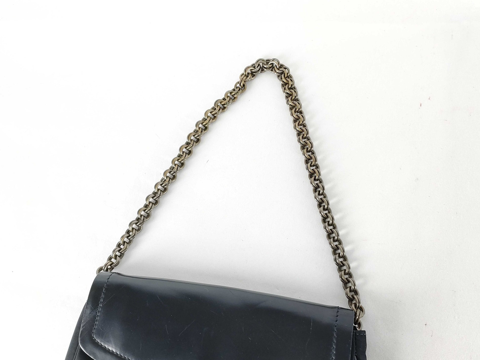 PRADA Nylon Prada Chain Shoulder Bag Mirror Black Pouch