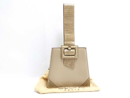 CELINE Celine Handbag Croco-Embossed Beige Handbag