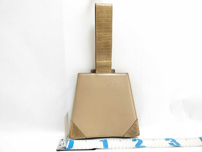 CELINE Celine Handbag Croco-Embossed Beige Handbag