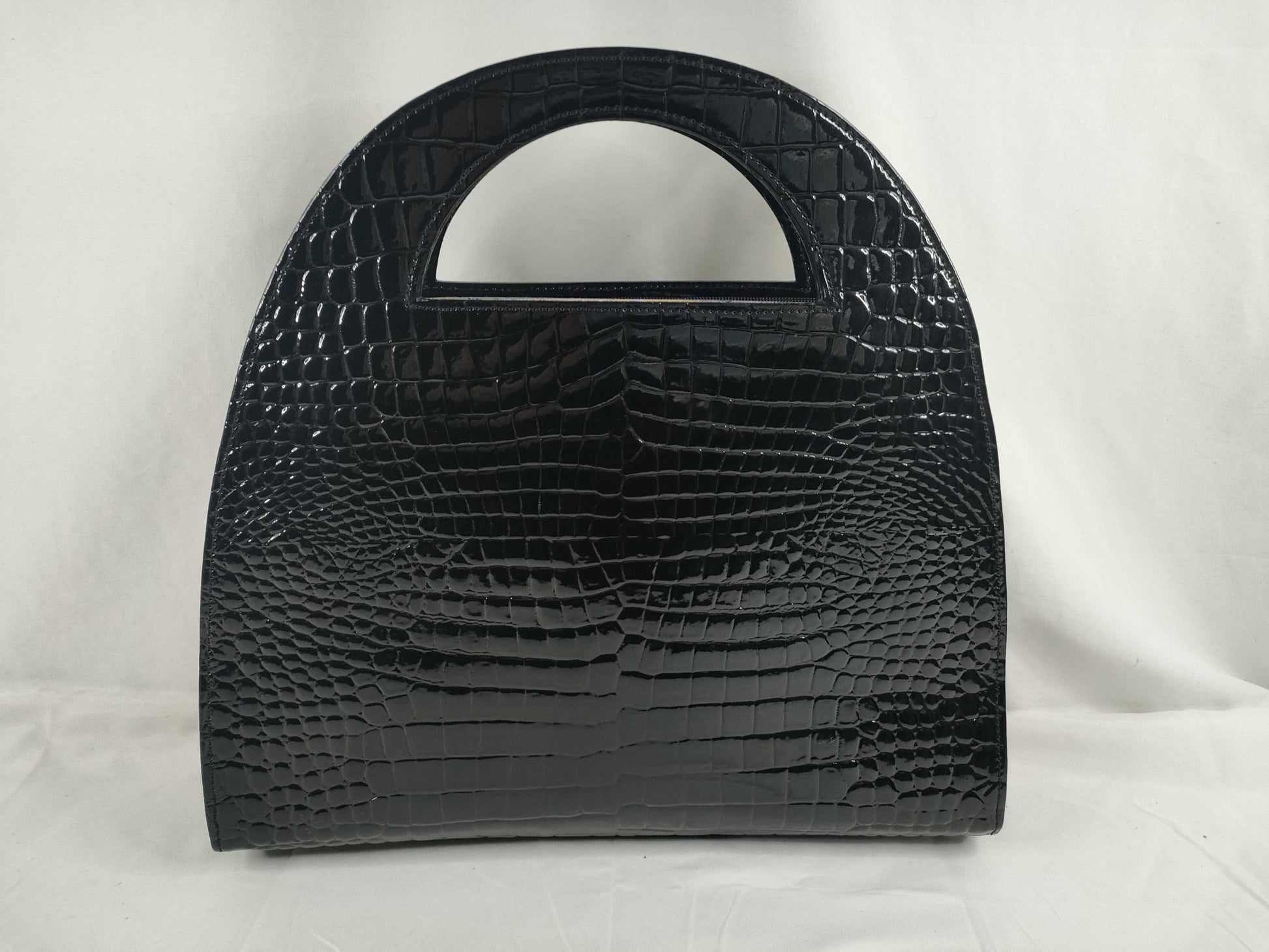 Yves Saint Laurent Handbag Croco-Embossed Black Handbag