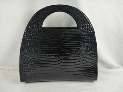Yves Saint Laurent Handbag Croco-Embossed Black Handbag