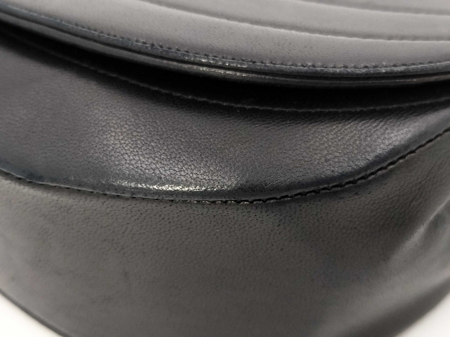 CHANEL Half Moon Chain Shoulder Bag Turnlock Lambskin Black Shoulder Bag