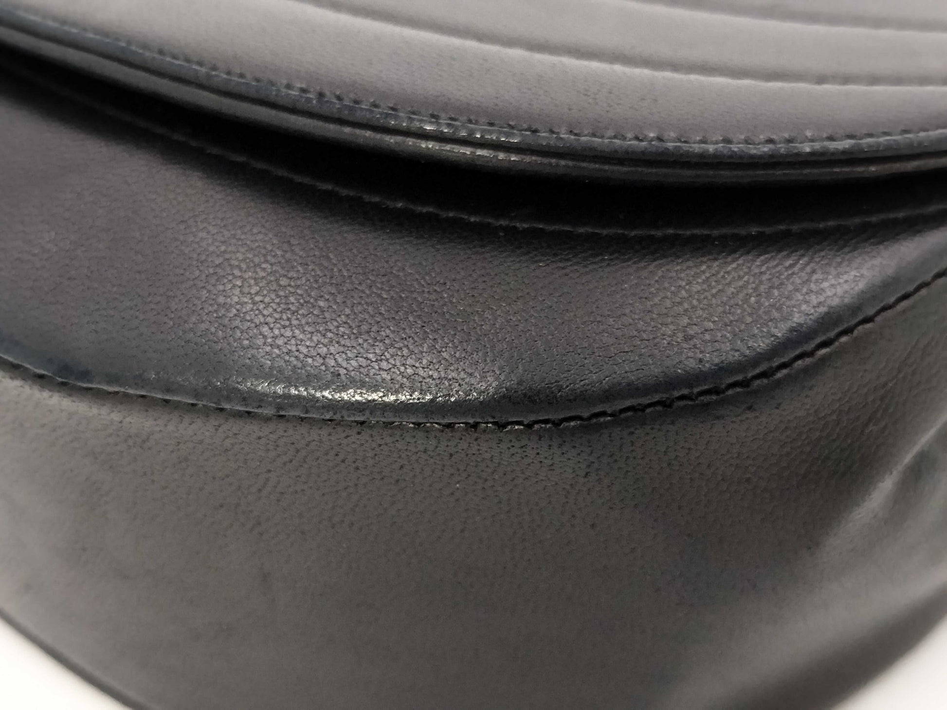 CHANEL Half Moon Chain Shoulder Bag Turnlock Lambskin Black Shoulder Bag