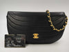 CHANEL Half Moon Chain Shoulder Bag Turnlock Lambskin Black Shoulder Bag