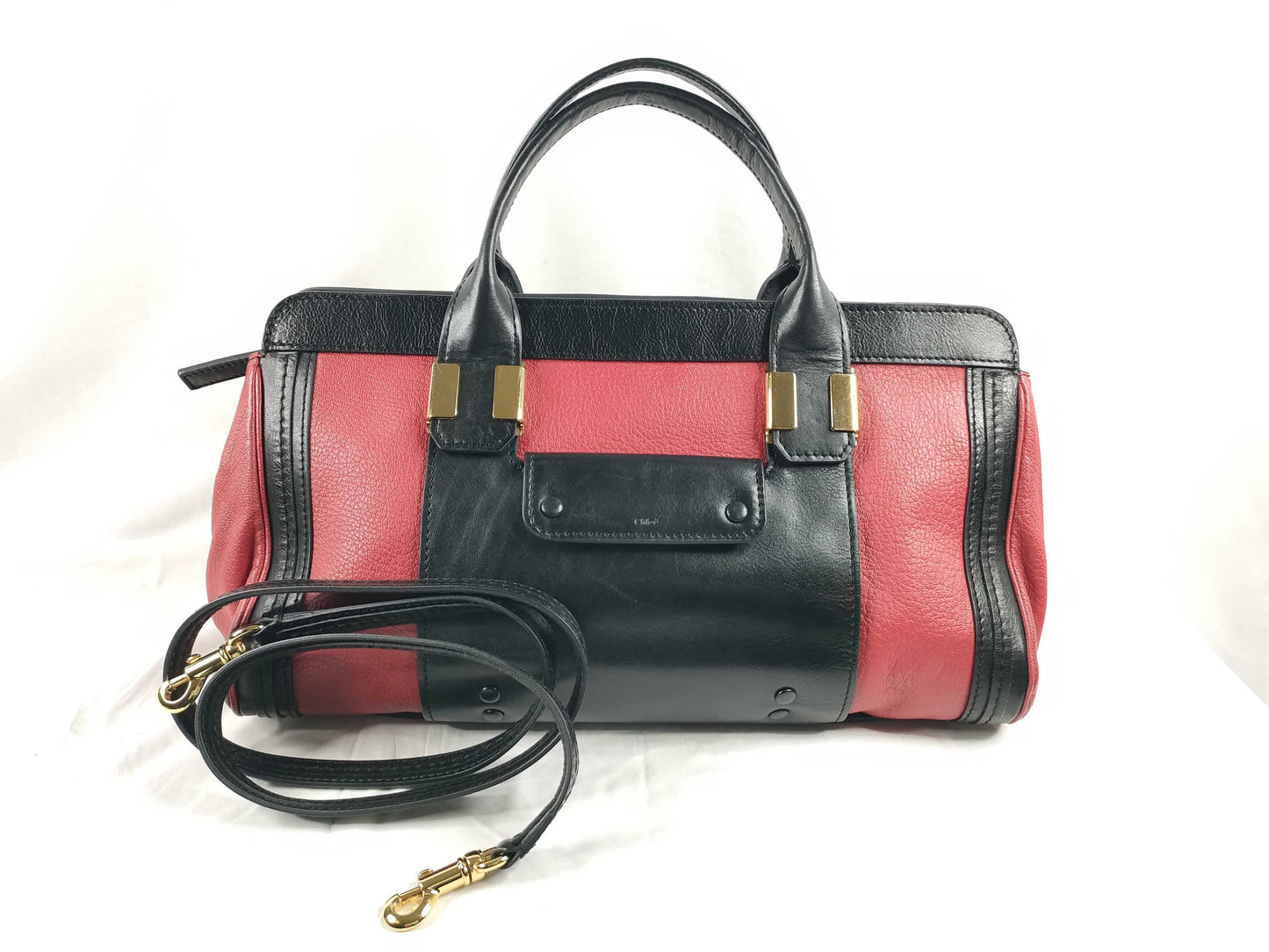 Chloe Chloe Alice 2-WAY Handbag with Long Strap Red Black Handbag