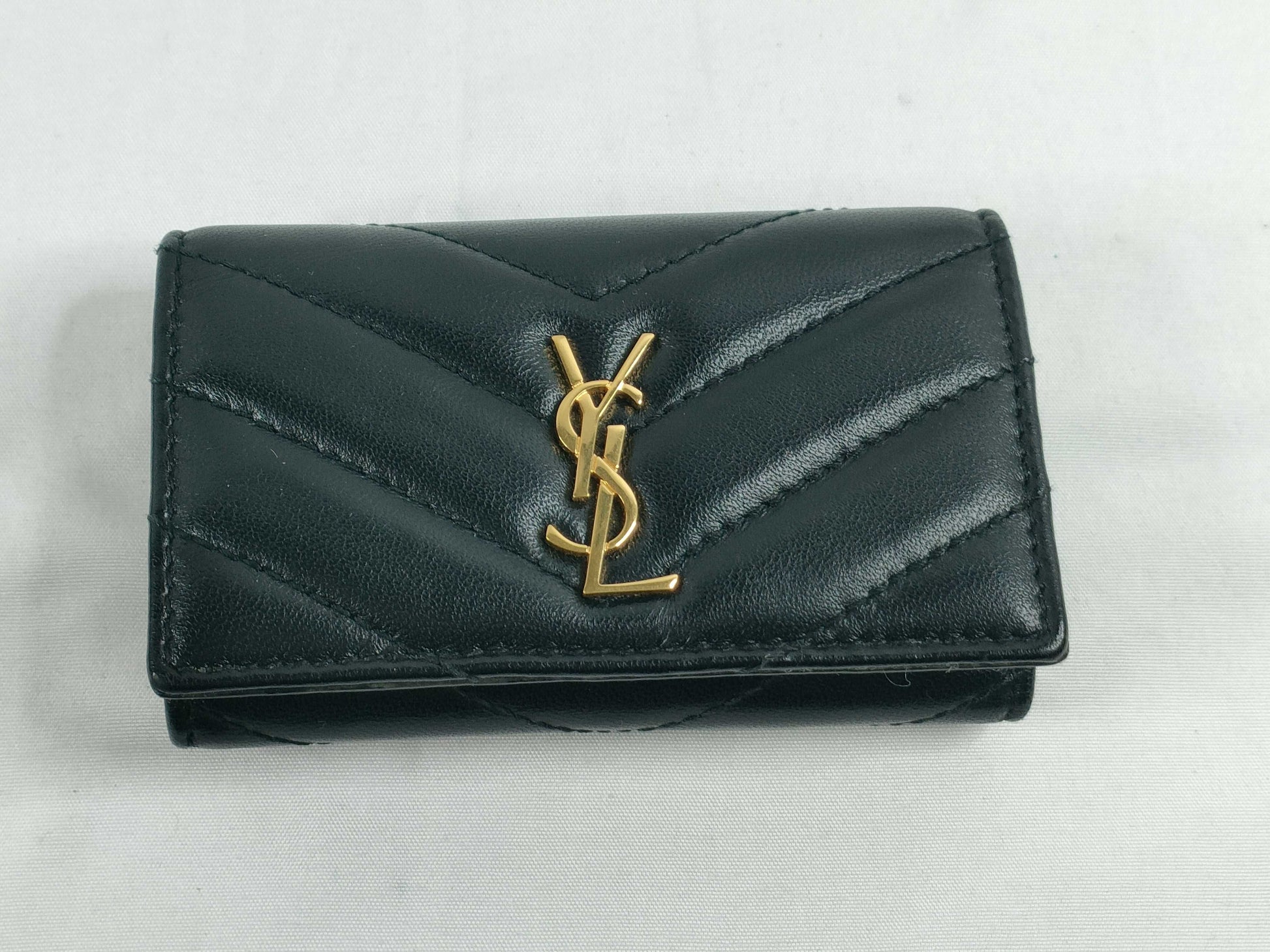 SAINT LAURENT YSL Logo 4-Row Key Case Black Key Case Keychain