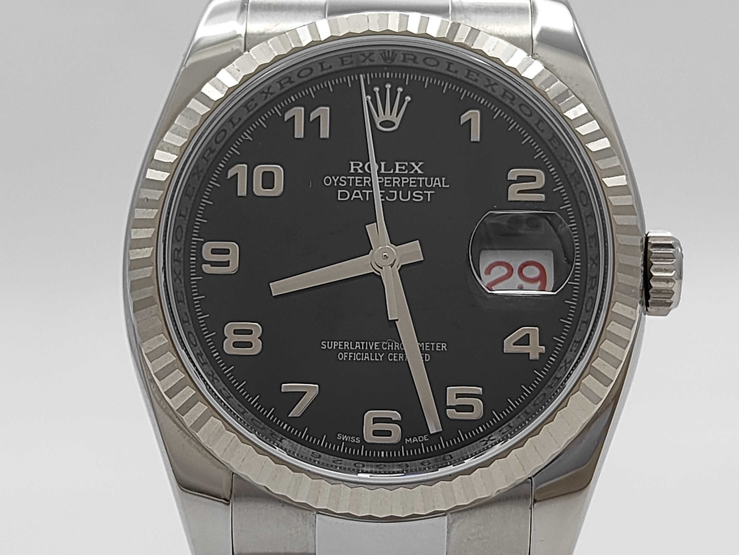 ROLEX 116234 D963026 Black Roman Oyster Breath Men's Watch