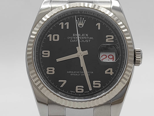 ROLEX 116234 D963026 Black Roman Oyster Breath Men's Watch