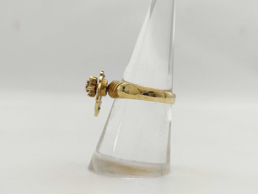 Swing Ring with Colored and Transparent Stones, 585, 3.9g 