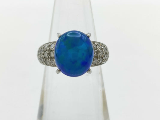 CRESCENT VERT Colored Stone 3.10ct D0.50ct Pt950 10.4g Ring 