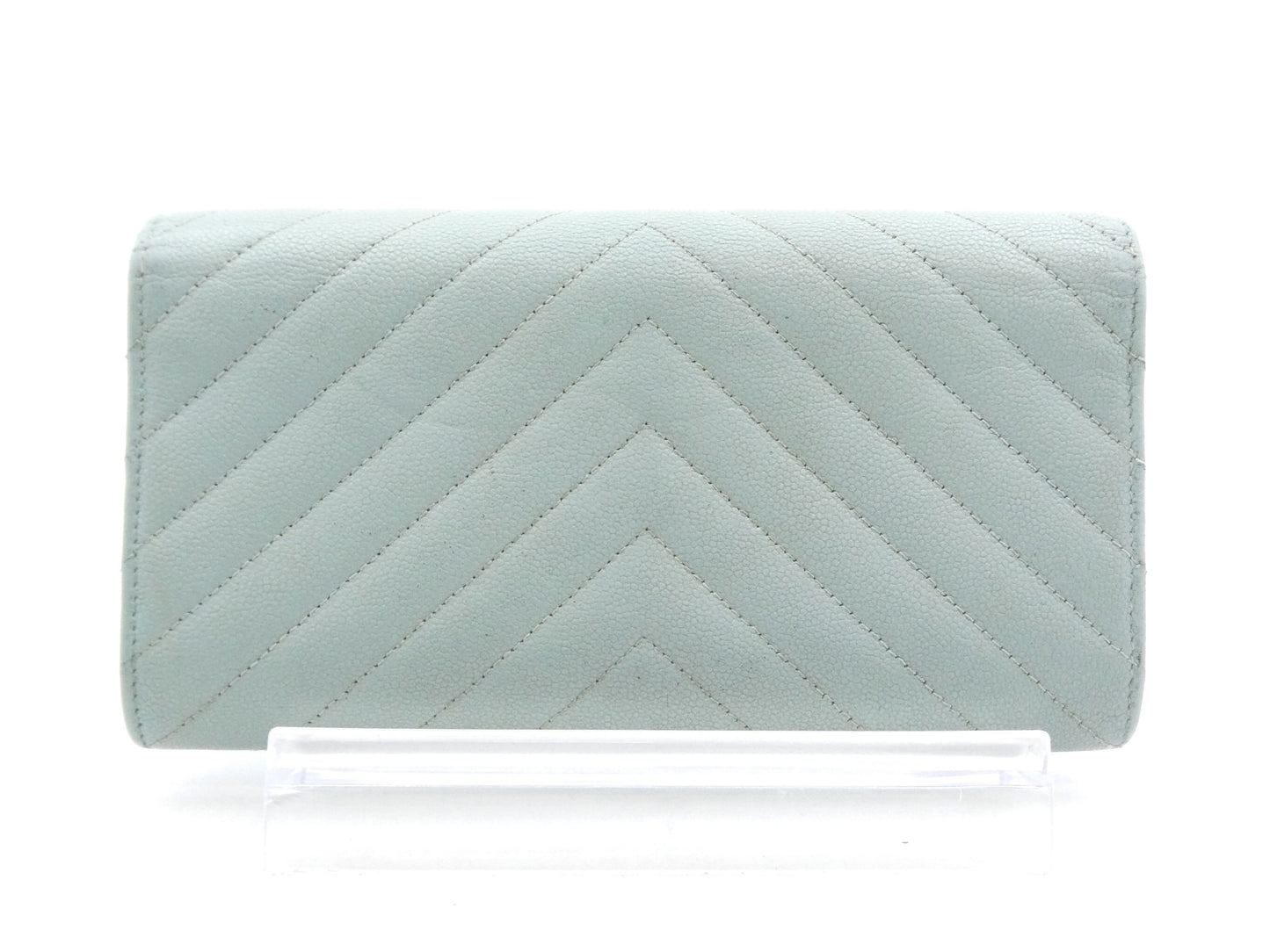 CHANEL Caviar Skin Coco Mark V-Stitch Wallet