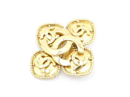 CHANEL Cocomark Cross Gold Brooch