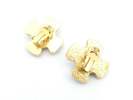 CHANEL Cocomark Cross Gold Earrings