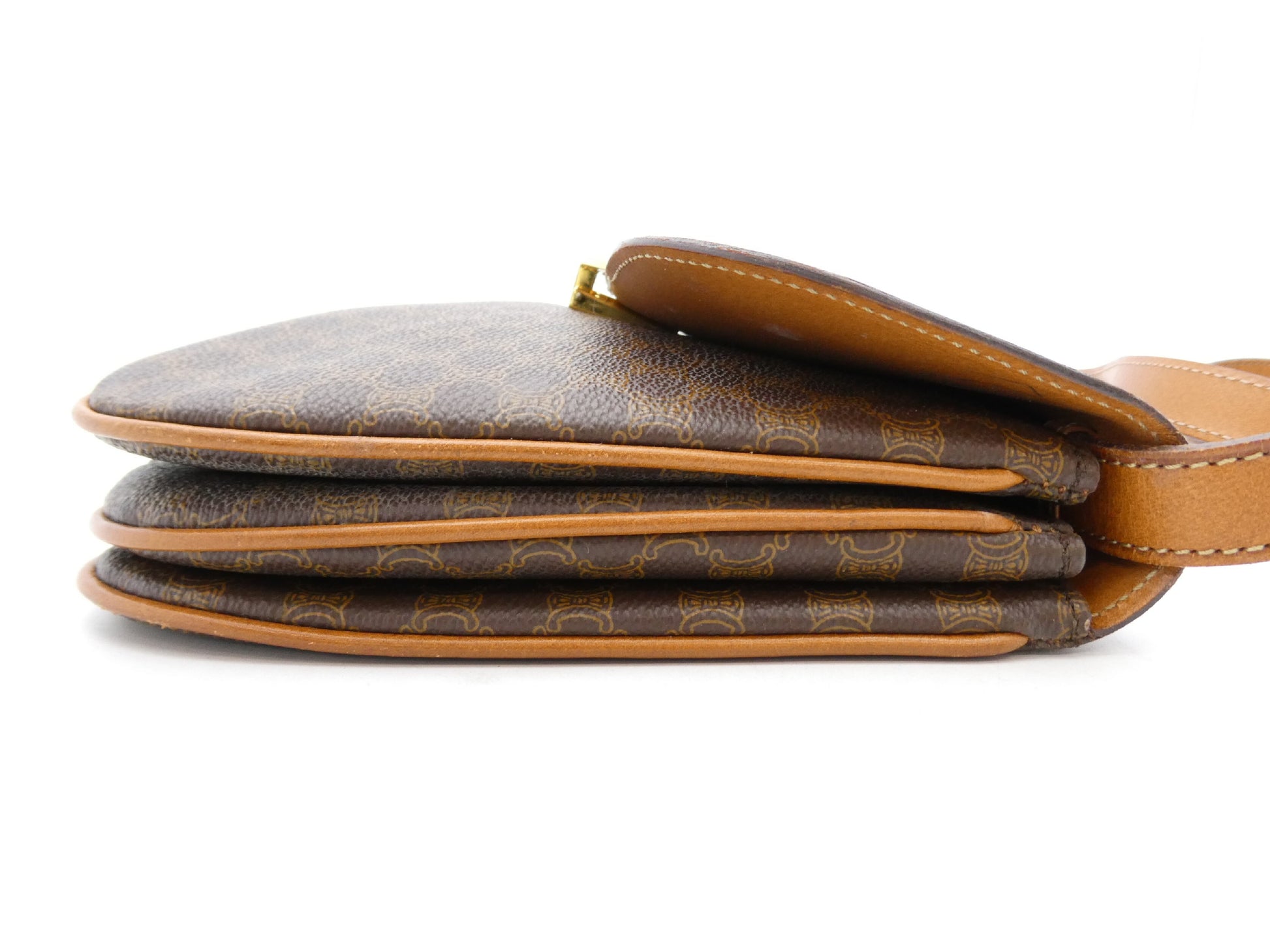 CELINE Macadam Pattern Triomph PVC Leather Shoulder Bag