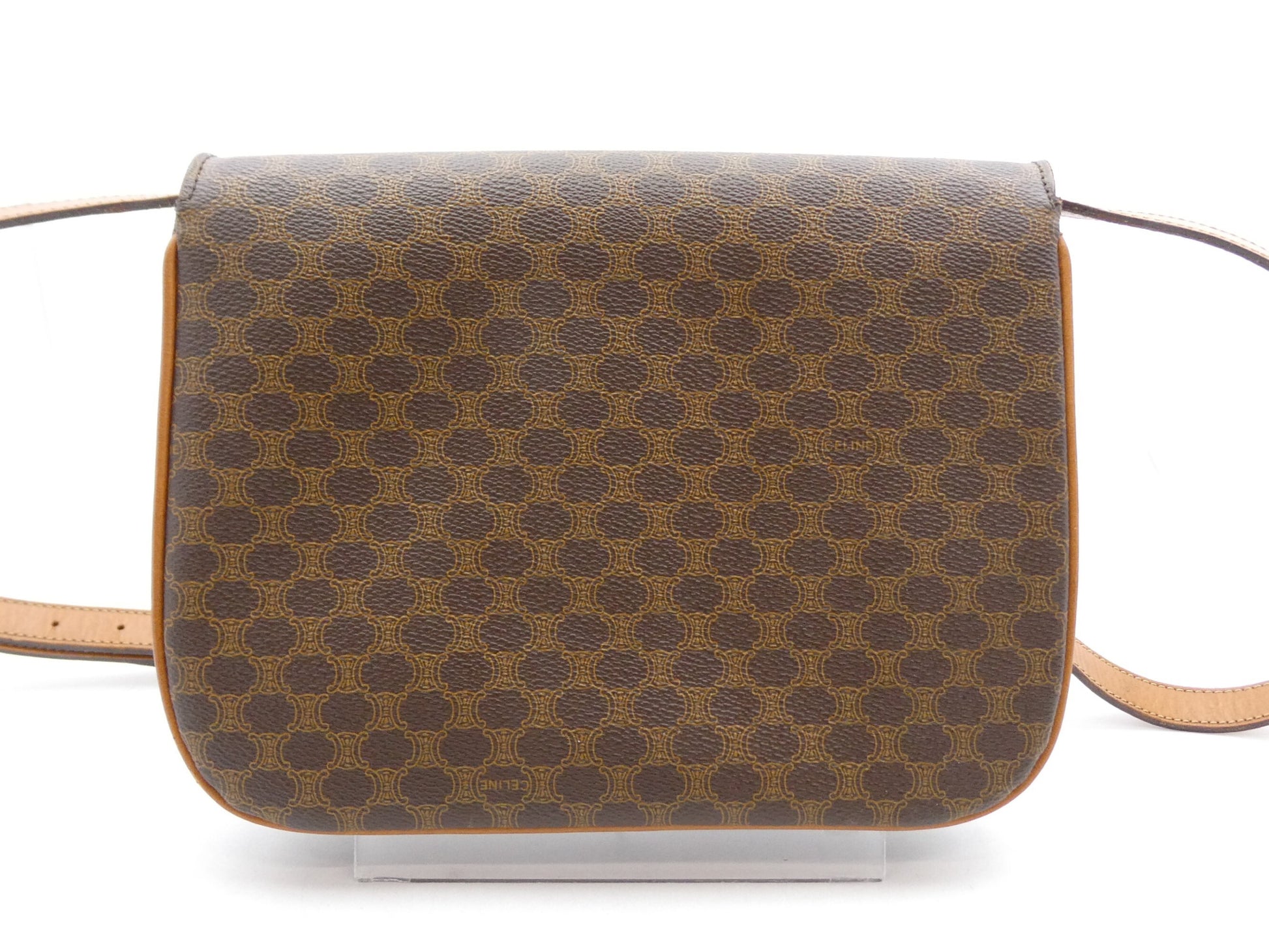 CELINE Macadam Pattern Triomph PVC Leather Shoulder Bag