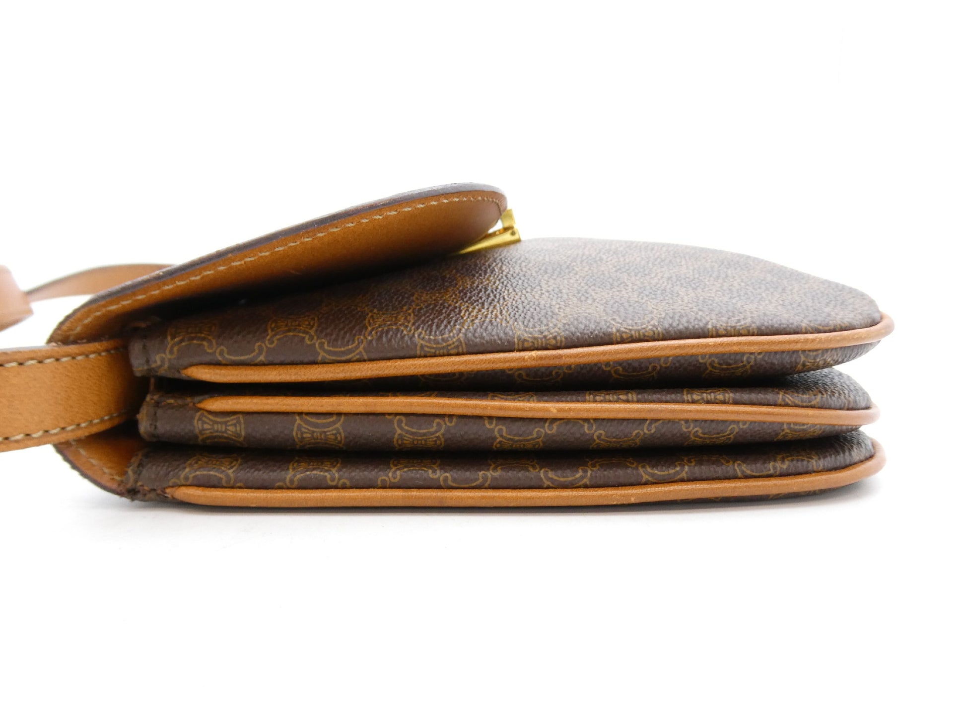 CELINE Macadam Pattern Triomph PVC Leather Shoulder Bag